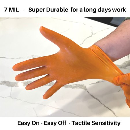 Mi Americas Latex Disposable Gloves, 7 mil Palm, Low Protein Natural Rubber Latex, Powdered, L, 1000 PK, Orange 5113-10